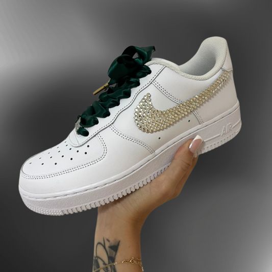 Nike AF1® - Emerald green laces + silver crystal