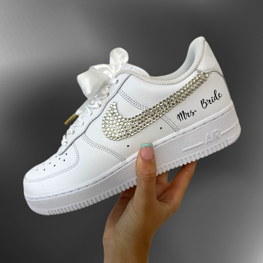 Nike AF1® - Mrs. Bride "W satin laces + Silver crystal"