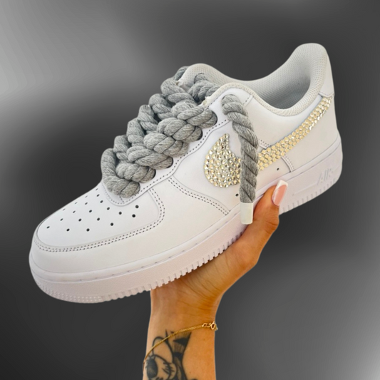 Nike AF1® - Gray Rope laces + silver crystal