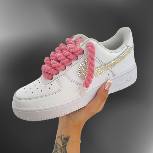 Nike AF1® - Pink Rope laces + silver crystal