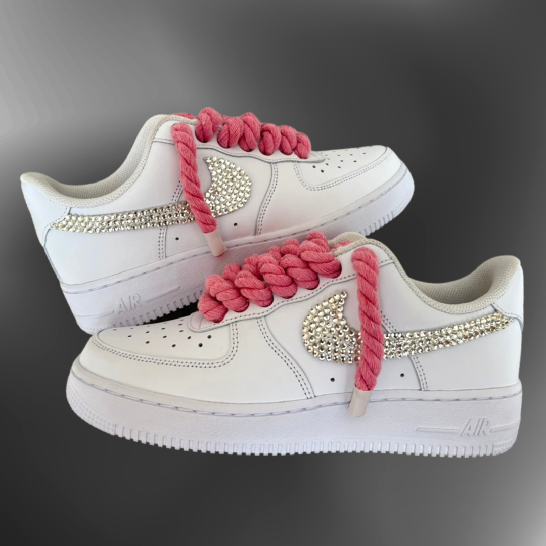 Nike AF1® - Pink Rope laces + silver crystal