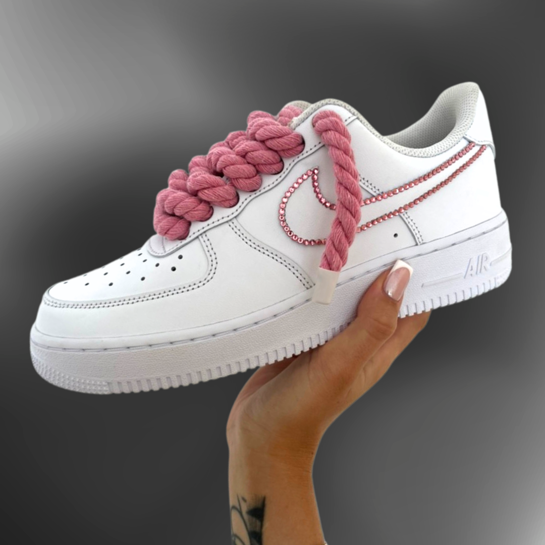 Nike AF1® - Pink Rope laces + pink crystal