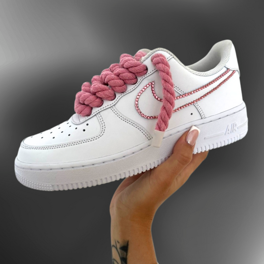 Nike AF1® - Pink Rope laces + pink crystal