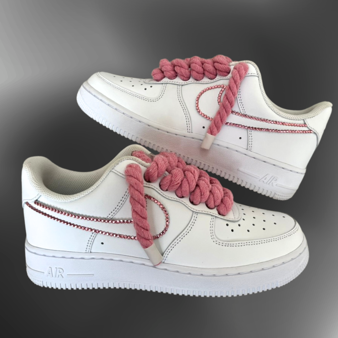 Nike AF1® - Pink Rope laces + pink crystal