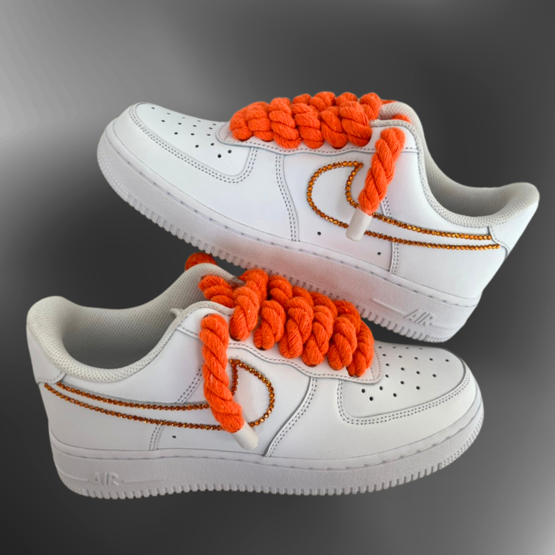 Nike AF1® - Orange Rope laces + orange crystal
