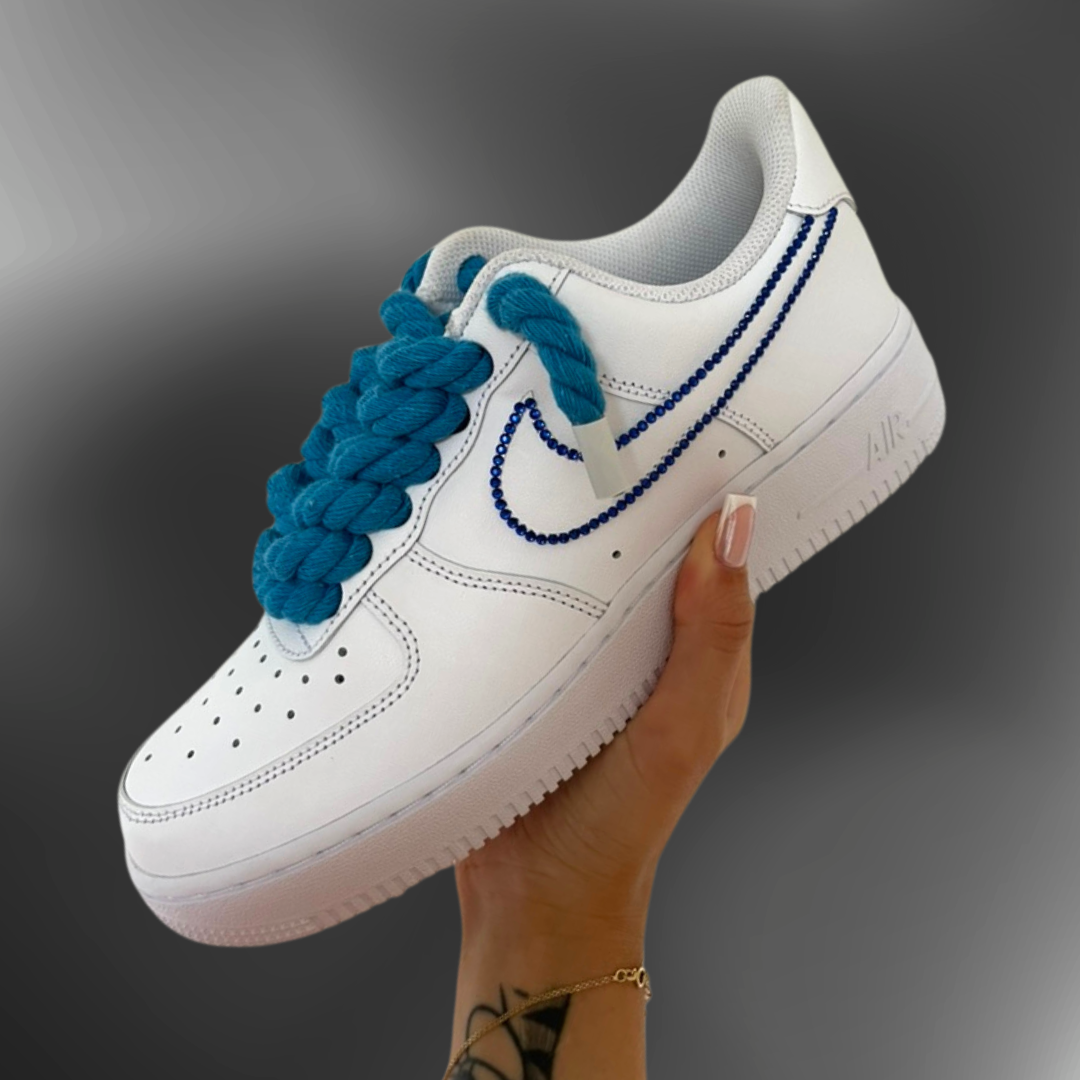 Nike AF1® - Blue Rope laces + blue crystal