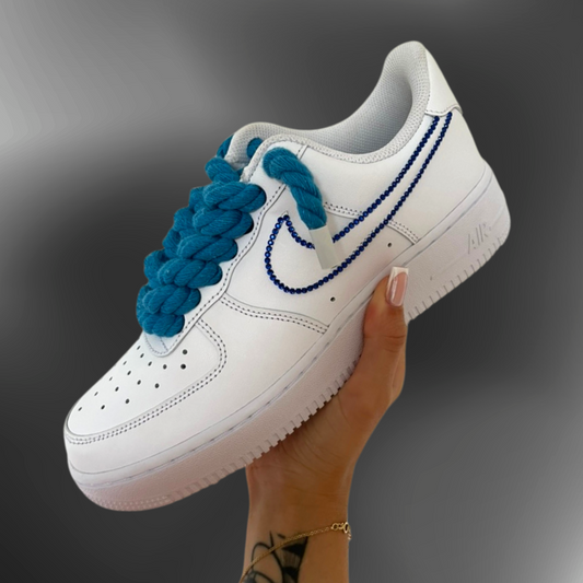 Nike AF1® - Blue Rope laces + blue crystal