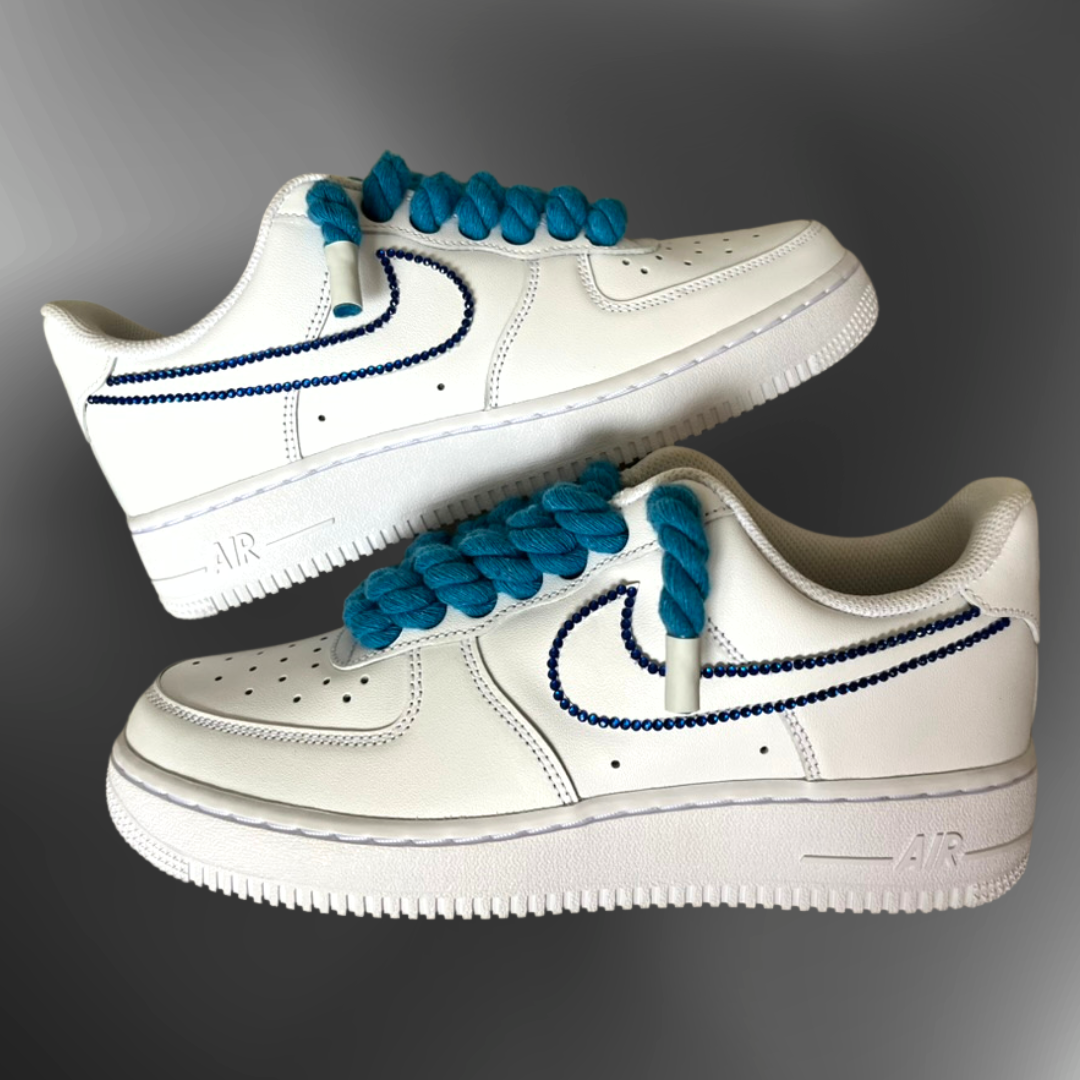 Nike AF1® - Blue Rope laces + blue crystal