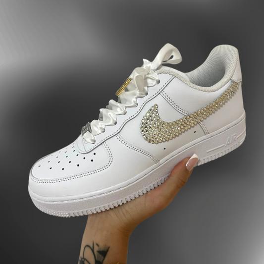 Nike AF1® - White satin laces + silver crystal