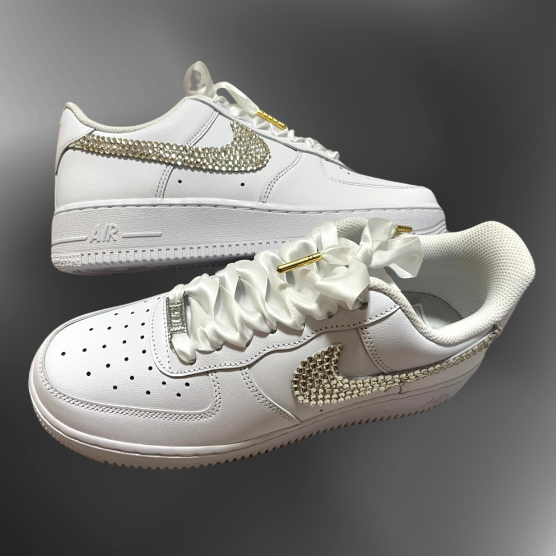 Nike AF1® - White satin laces + silver crystal