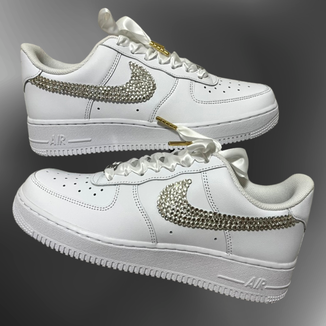 Nike AF1® - White satin laces + silver crystal
