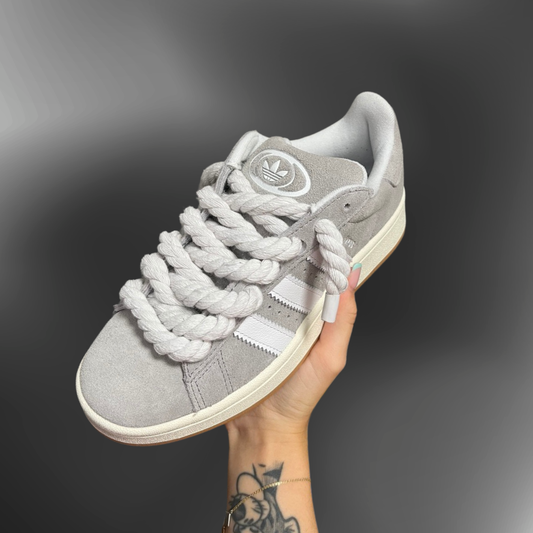 Campus 00s - Gray + White Rope laces custom